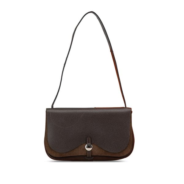 Pre-owned Hermès Vache Liege and Toile Sac Colorado PM Brown