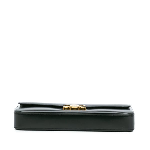 Pre-owned Celine Triomphe Calfskin Cuir Chain Shoulder Bag Black