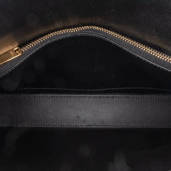Pre-owned Celine Triomphe Calfskin Cuir Chain Shoulder Bag Black