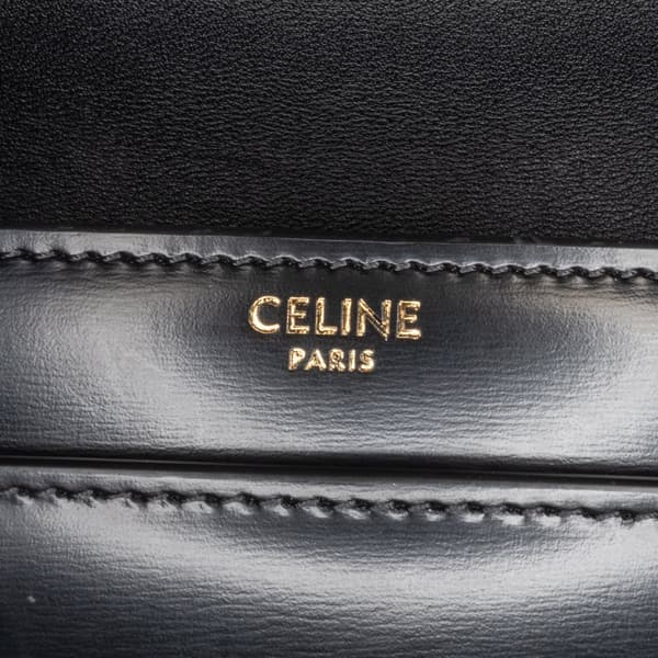 Pre-owned Celine Triomphe Calfskin Cuir Chain Shoulder Bag Black