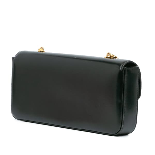 Pre-owned Celine Triomphe Calfskin Cuir Chain Shoulder Bag Black