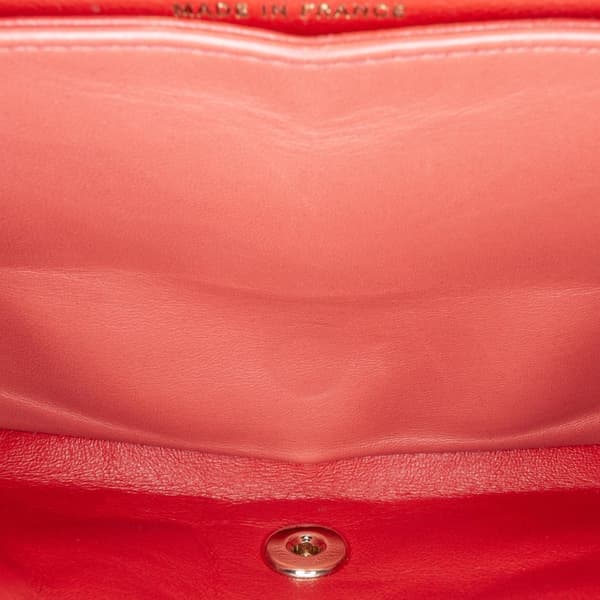 Pre-owned Chanel Medium Classic Chevron Lambskin Double Flap Orange