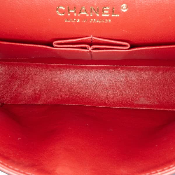 Pre-owned Chanel Medium Classic Chevron Lambskin Double Flap Orange