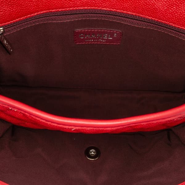 Pre-owned Chanel Medium Caviar French Riviera Flap Red