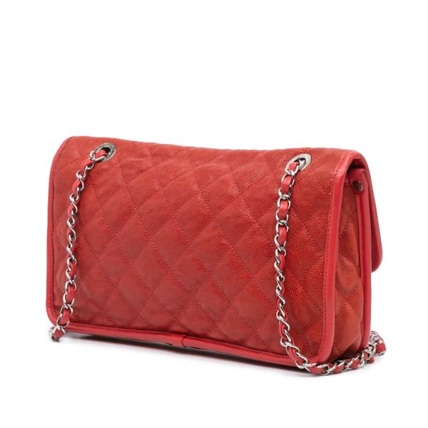 Pre-owned Chanel Medium Caviar French Riviera Flap Red
