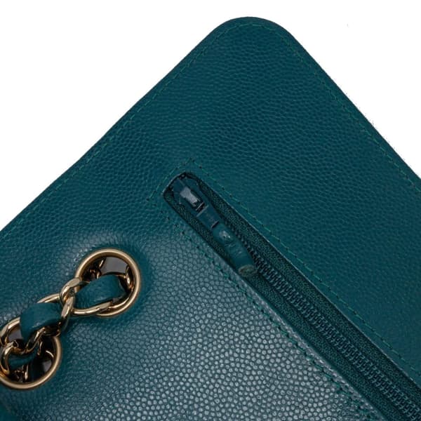 Pre-owned Chanel Small Classic Chevron Caviar Double Flap Blue