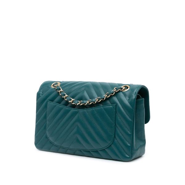 Pre-owned Chanel Small Classic Chevron Caviar Double Flap Blue