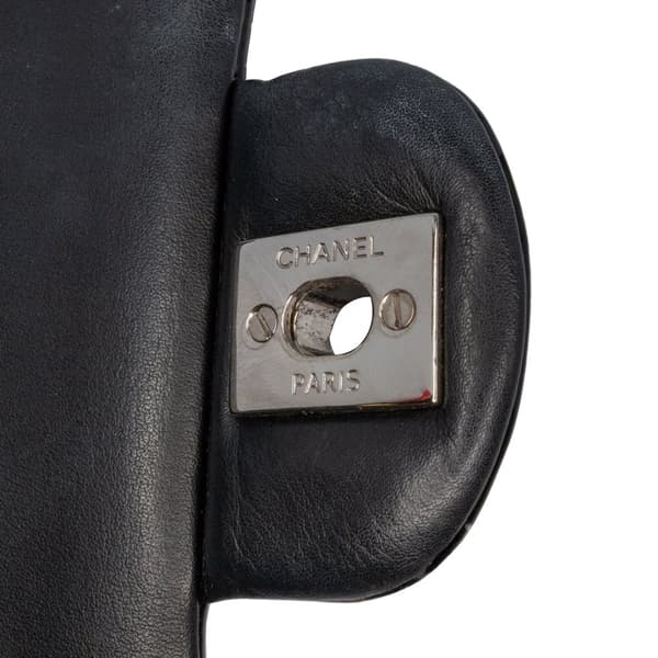 Pre-owned Chanel Medium Classic Chevron Patent Double Flap Black
