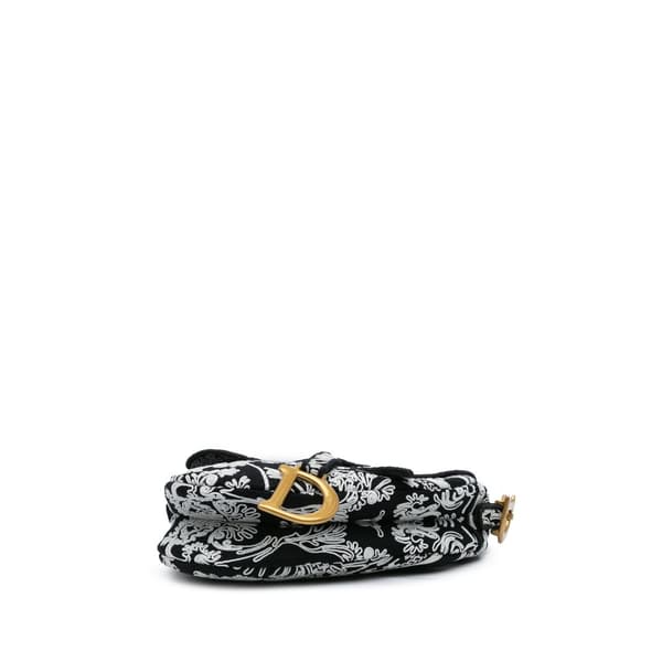 Pre-owned Dior Embroidered Canvas Ornamental Cornely Saddle Bag Black