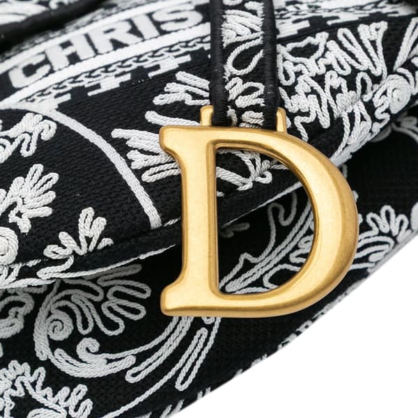 Pre-owned Dior Embroidered Canvas Ornamental Cornely Saddle Bag Black