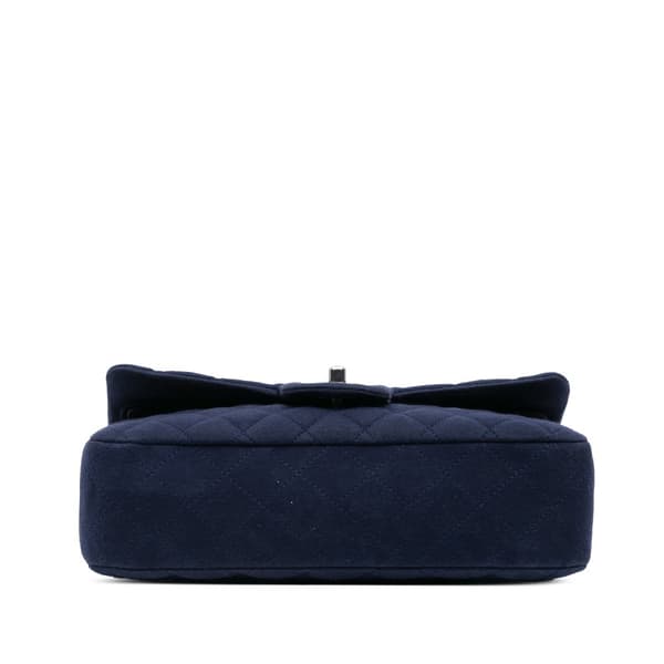 Pre-owned Chanel Medium Classic Jersey Double Flap Blue