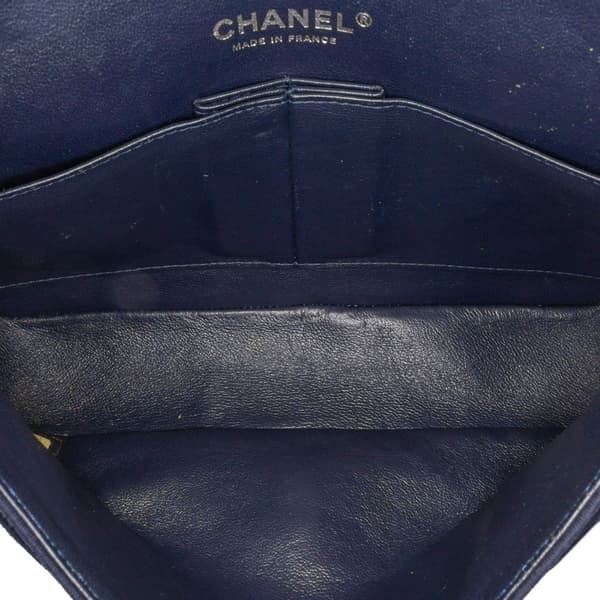 Pre-owned Chanel Medium Classic Jersey Double Flap Blue