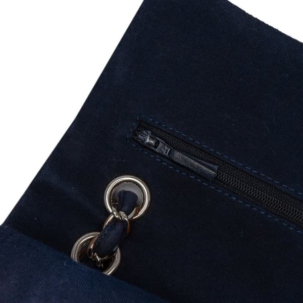 Pre-owned Chanel Medium Classic Jersey Double Flap Blue