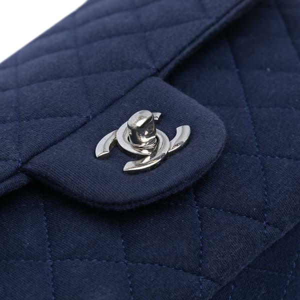Pre-owned Chanel Medium Classic Jersey Double Flap Blue
