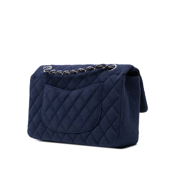 Pre-owned Chanel Medium Classic Jersey Double Flap Blue