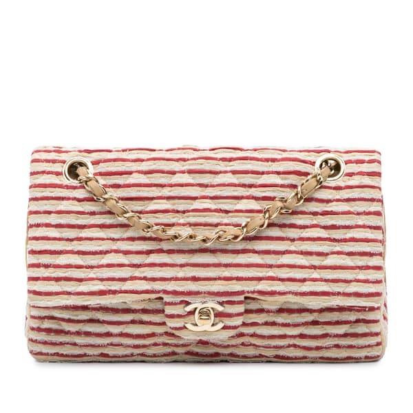 Pre-owned Chanel Medium Classic Jersey Coco Sailor Double Flap Red