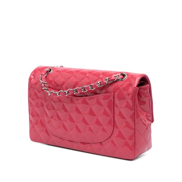 Pre-owned Chanel Medium Classic Patent Double Flap Pink