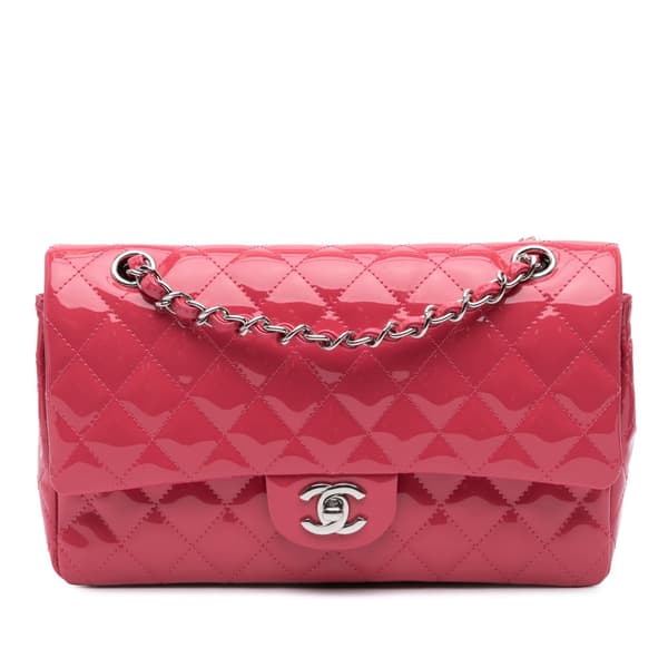 Pre-owned Chanel Medium Classic Patent Double Flap Pink