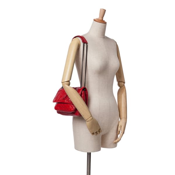 Pre-owned Saint Laurent Baby Crinkled Calfskin Monogram Niki Bag Red