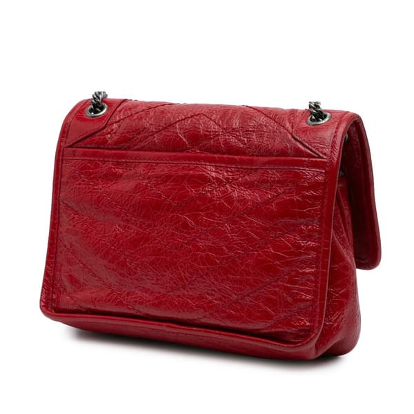 Pre-owned Saint Laurent Baby Crinkled Calfskin Monogram Niki Bag Red