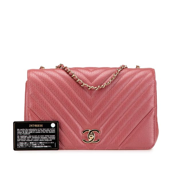 Pre-owned Chanel Medium Chevron Calfskin Statement Flap Pink