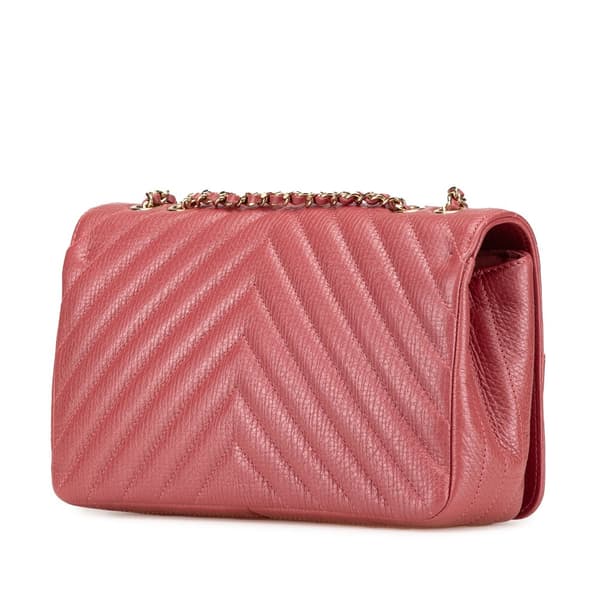 Pre-owned Chanel Medium Chevron Calfskin Statement Flap Pink