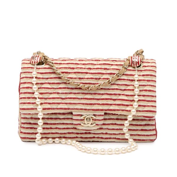 Pre-owned Chanel Medium Classic Jersey Coco Sailor Double Flap Red