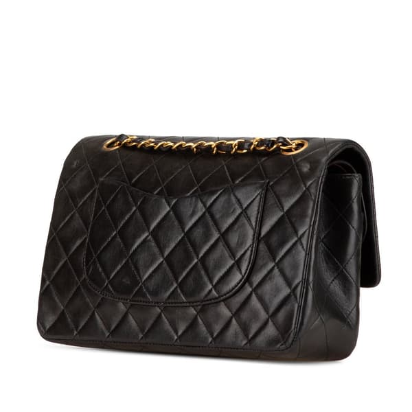 Pre-owned Chanel Medium Classic Lambskin Double Flap Black