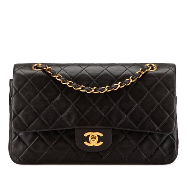 Pre-owned Chanel Medium Classic Lambskin Double Flap Black