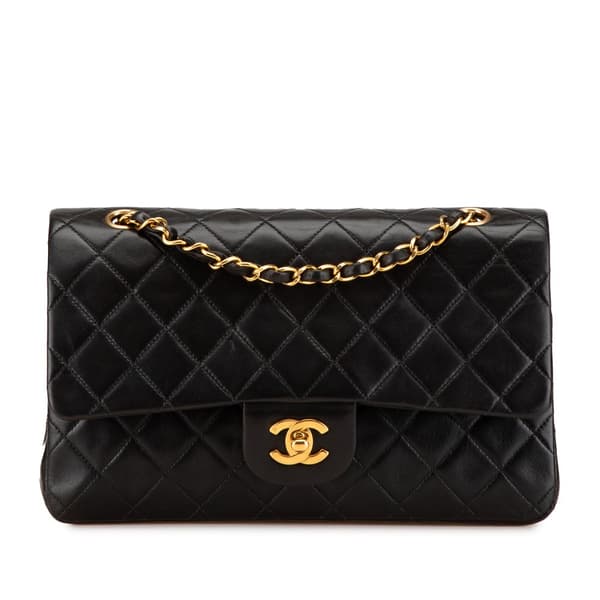 Pre-owned Chanel Medium Classic Lambskin Double Flap Black