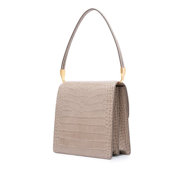 Pre-owned Balmain Embossed Leather Ely Shoulder Bag Brown