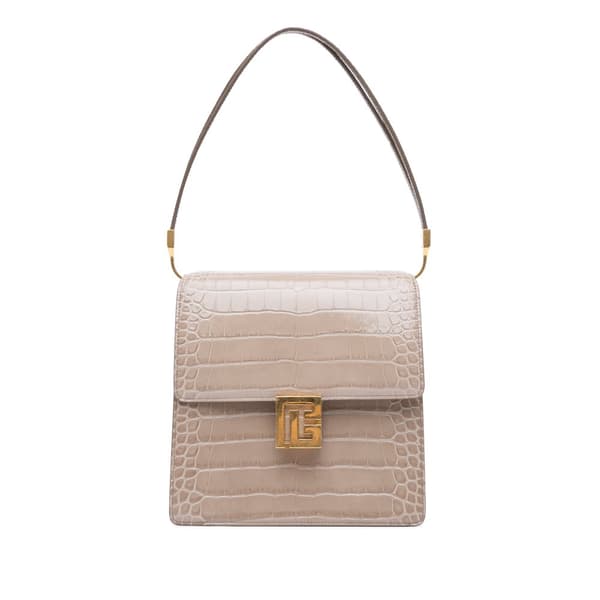 Pre-owned Balmain Embossed Leather Ely Shoulder Bag Brown