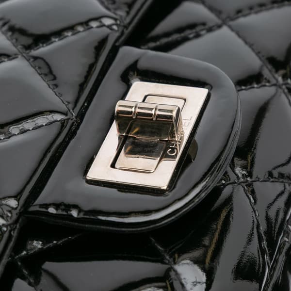 Pre-owned Chanel 2.55 Reissue Quilted Patent Double Flap 227 Black