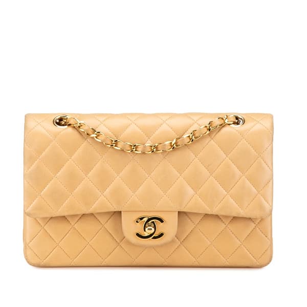 Pre-owned Chanel Medium Classic Lambskin Double Flap Brown