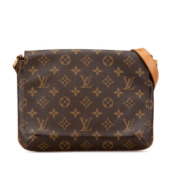 Pre-owned Louis Vuitton Monogram Musette Tango Short Strap Brown