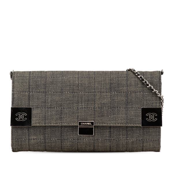 Pre-owned Chanel CC Choco Bar Denim Chain Flap Gray