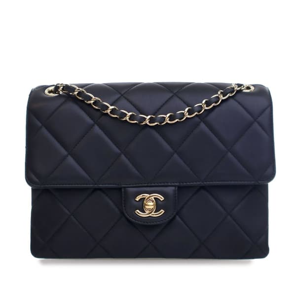 Pre-owned Chanel CC Quilted Lambskin Single Flap Black