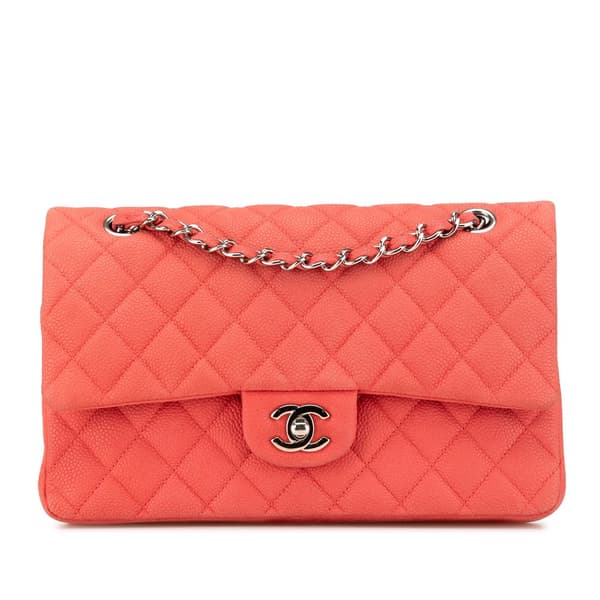 Pre-owned Chanel Medium Classic Caviar Double Flap Pink