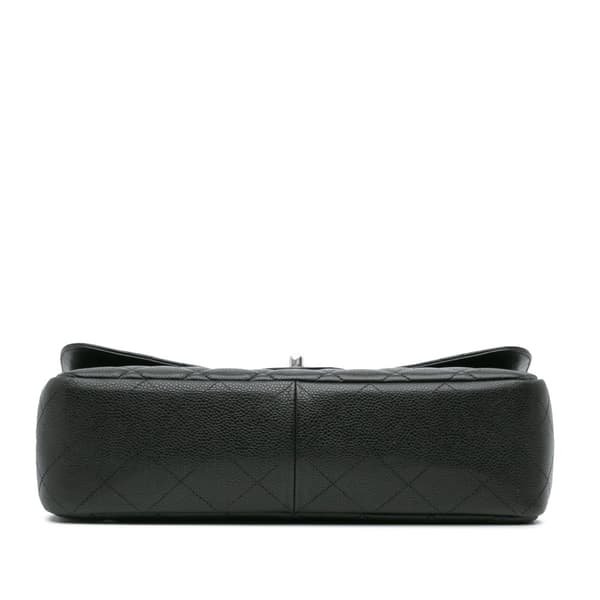 Pre-owned Chanel Jumbo Classic Caviar Single Flap Black