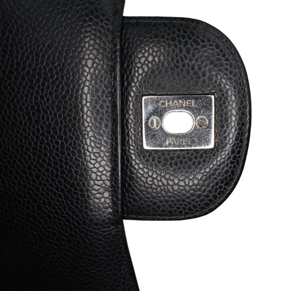 Pre-owned Chanel Jumbo Classic Caviar Single Flap Black