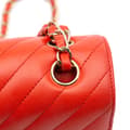 Miniatyrbild 10 av 10: Pre-owned Chanel Small Classic Chevron Lambskin Double Flap Orange