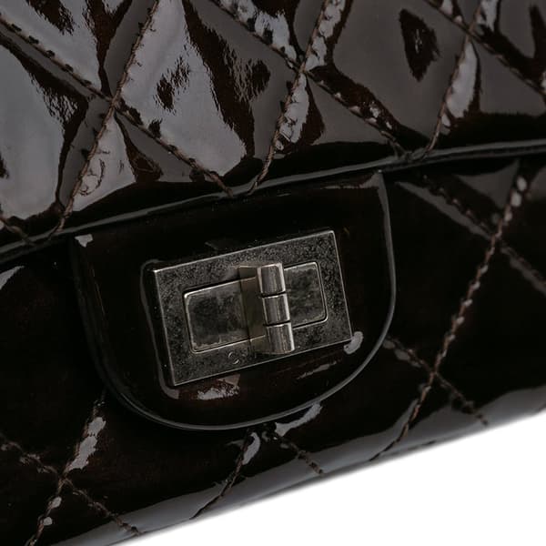 Pre-owned Chanel Reissue 2.55 Quilted Patent Double Flap 227 Brown