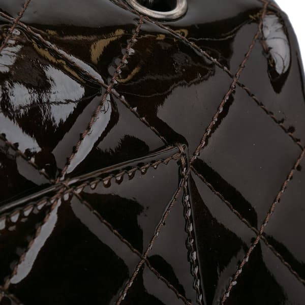 Pre-owned Chanel Reissue 2.55 Quilted Patent Double Flap 227 Brown
