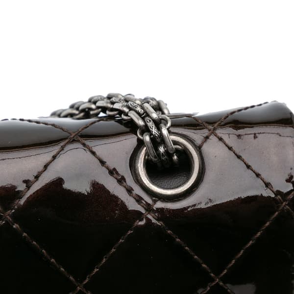 Pre-owned Chanel Reissue 2.55 Quilted Patent Double Flap 227 Brown