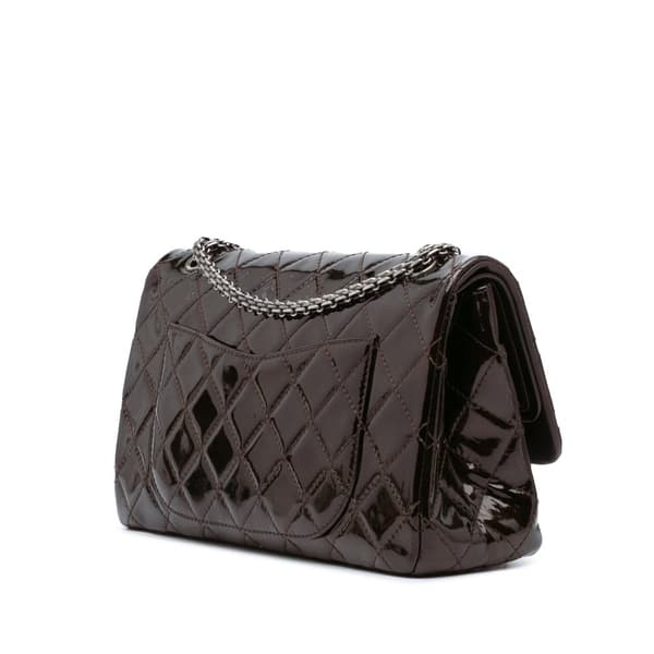 Pre-owned Chanel Reissue 2.55 Quilted Patent Double Flap 227 Brown