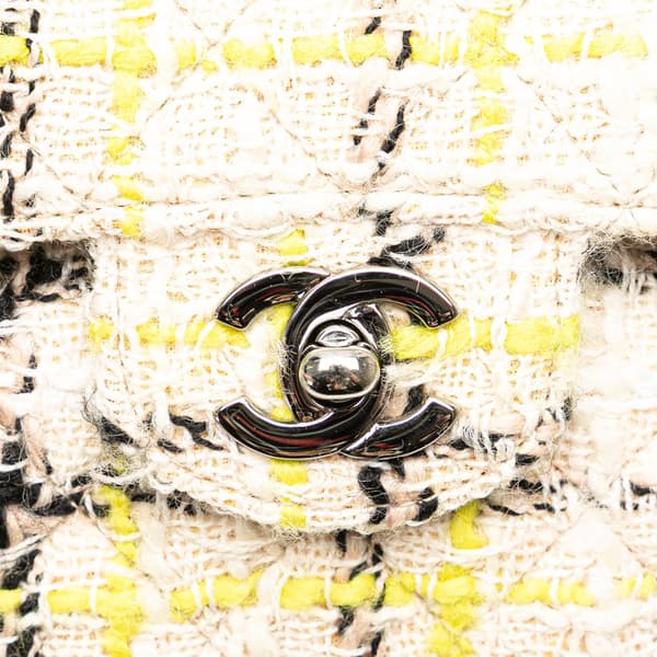 Pre-owned Chanel Medium Classic Tweed Double Flap Brown
