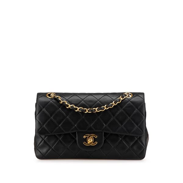 Pre-owned Chanel Small Classic Lambskin Double Flap Black