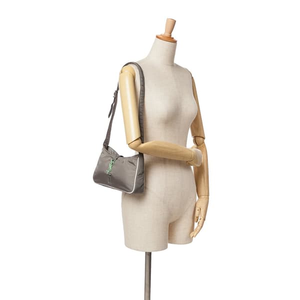 Pre-owned Saint Laurent Nylon Le 5 A 7 Shoulder Bag Gray