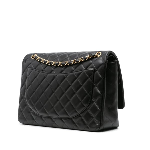 Pre-owned Chanel Maxi Classic Lambskin Double Flap Black