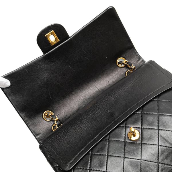 Pre-owned Chanel Medium Tall Classic Lambskin Double Flap Black